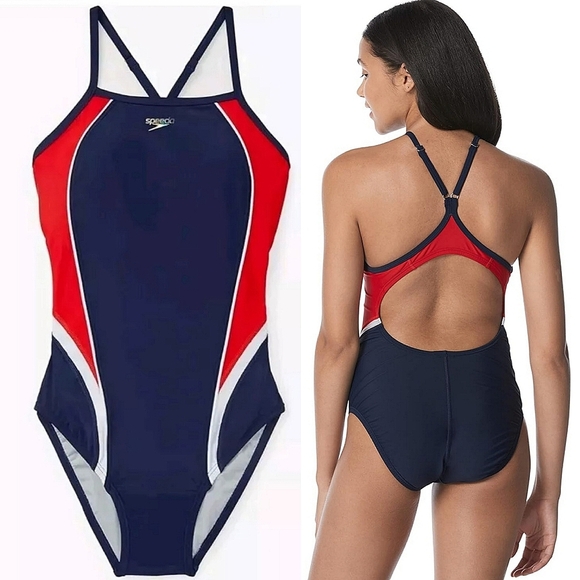 Speedo Quantum Splice One Piece Swimsuit Women 14 Athletic Swimming Surf UPF 50+ - Picture 2 of 15